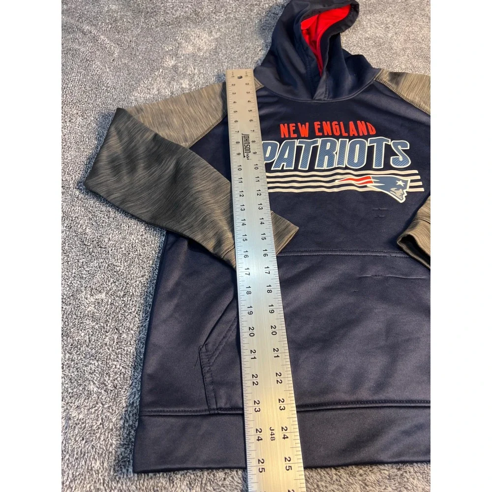 NFL Team Apparel New England Patriots Youth Large Hoodie Navy Grey Polyester